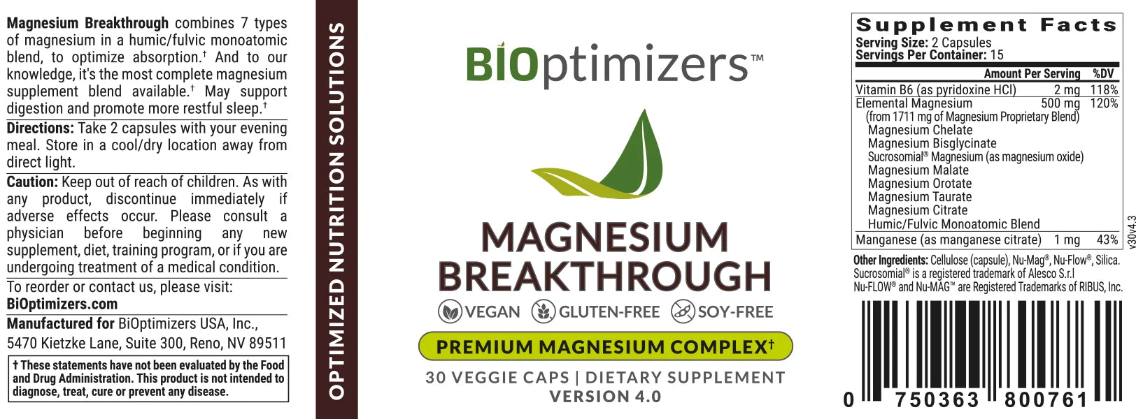 BIO OPTIMIZERS MAGNESIUM BREAKTHROUGH (60 capsules)